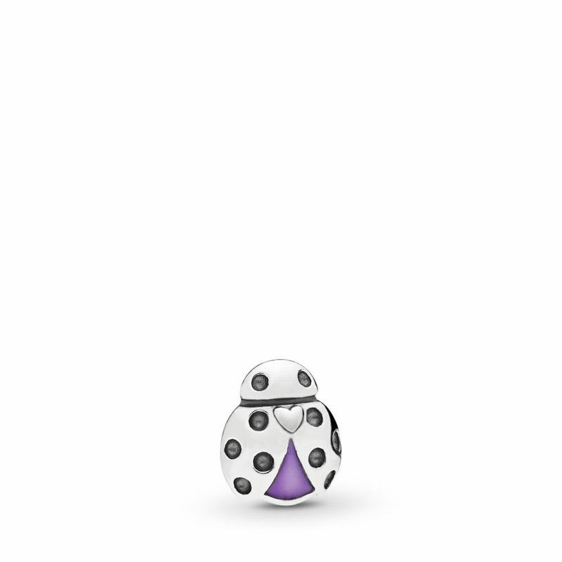 Pandora Ladybug Petite Locket Charm Ireland - Sterling Silver/Enamel/Purple - 608954IMZ